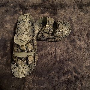 Sparkly Snake Rhinestone Slide Sandals